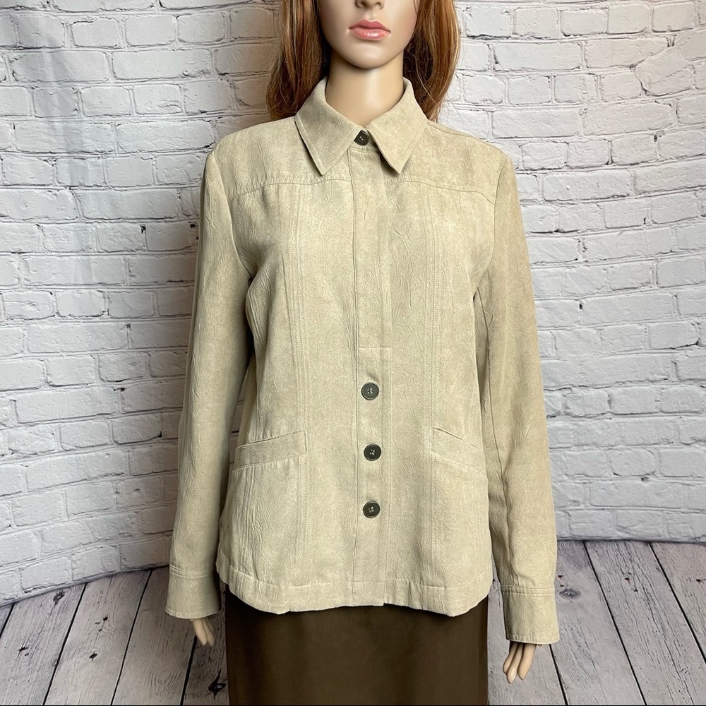 Chico’s Faux Suede Beige Jacket Size 1 US M